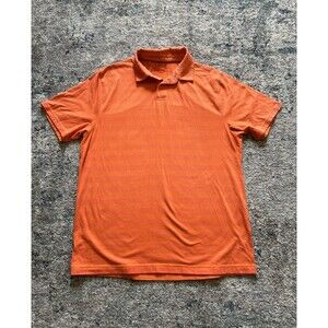 Under Armour Polo Shirt Men's Short Sleeve Striped Orange Heatgear Size Large